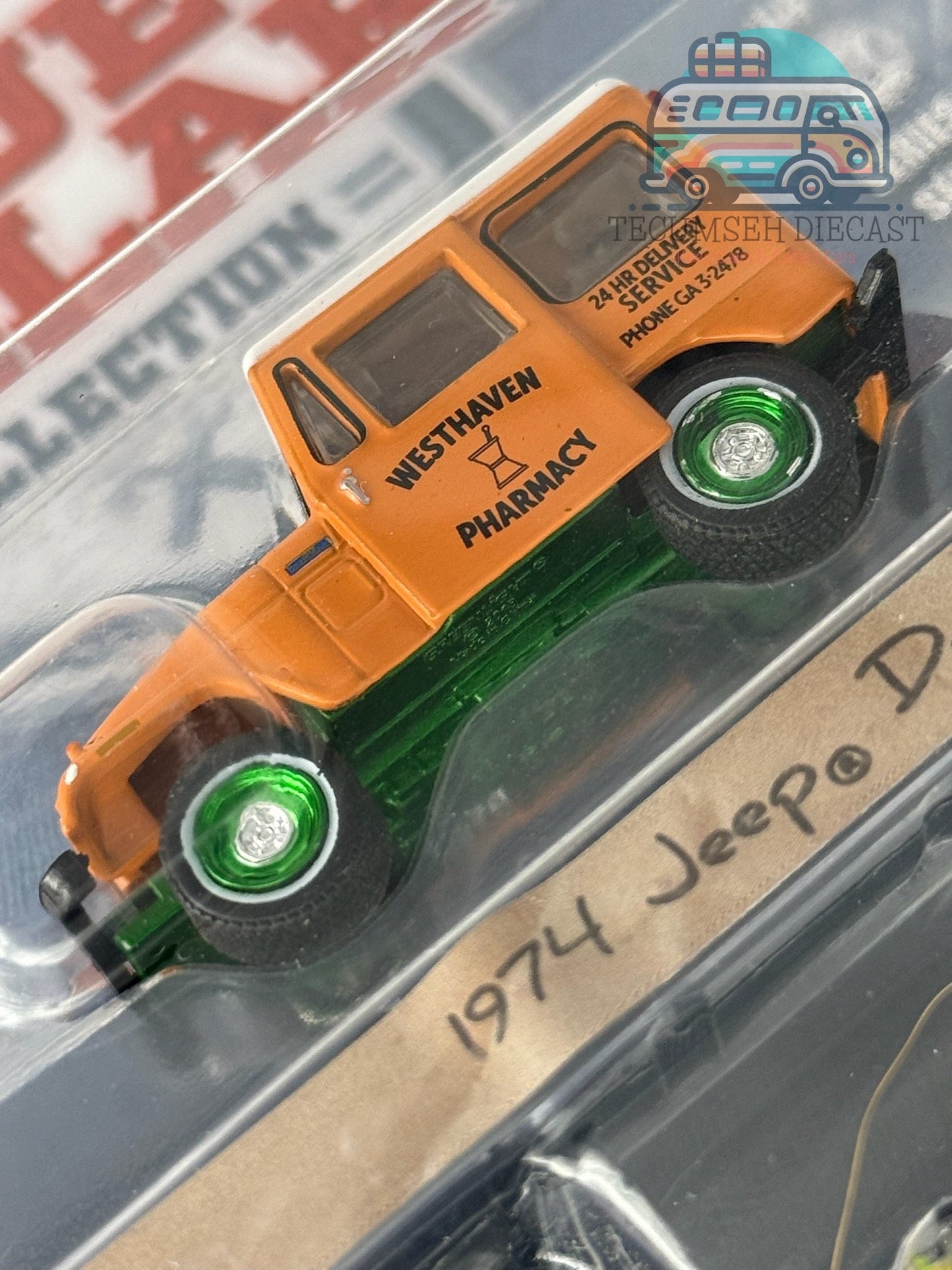 1974 Jeep DJ-5 ft Weathaven Pharmacy 24 Hr. Devliery Service [GREENIE]