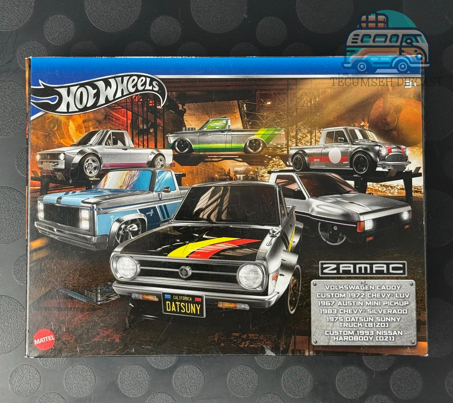 [ZAMAC] Volkswagen Caddy, Chevrolet LUV personnalisé 1972, Pickup Austin Martin 1967, Chevy Silverado 1983, Datsun Sunny Truck 1975 (8120) et Nissan Hardbody personnalisé 1993 (D21)