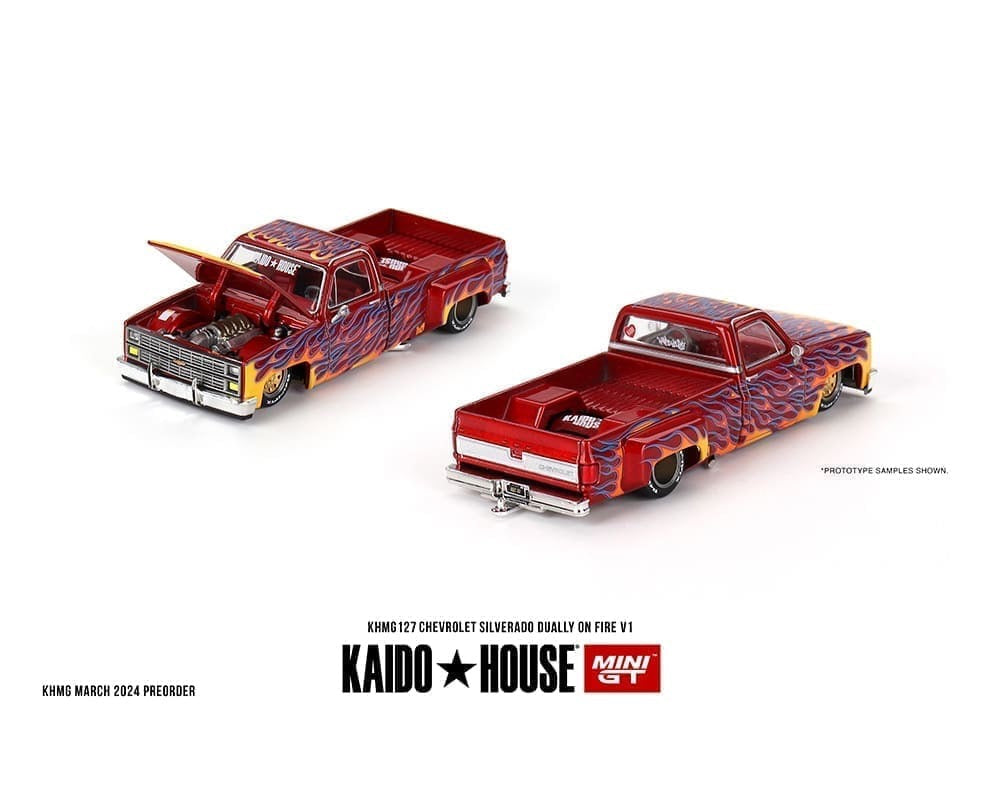 Chevrolet Silverado Dually on Fire V1 (Rouge avec Flammes)